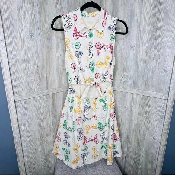 ModCloth Rainbow Bicycle Print Midriff Dress - Picture 2 of 8